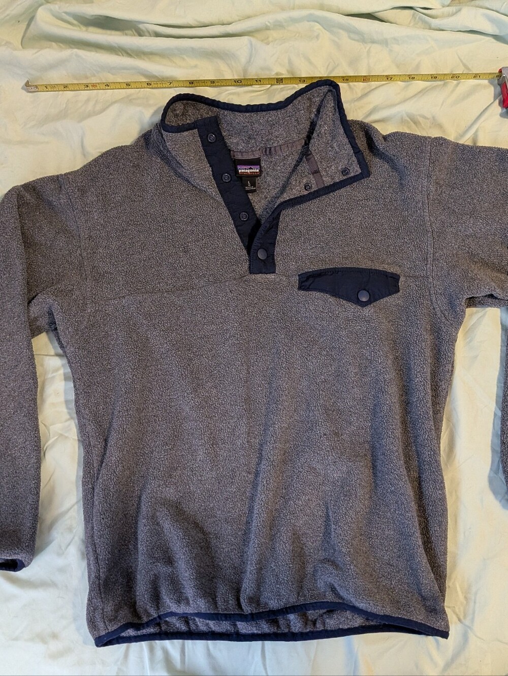 Patagonia Kid’s Navy Trim Gray Fleece Pullover